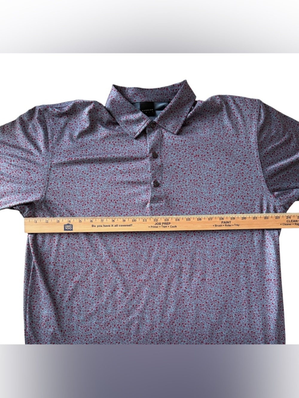 Dunning Golf Polo Shirt Mens XL Blue Red Pattern Performance Stretch NWOT - Picture 5 of 6